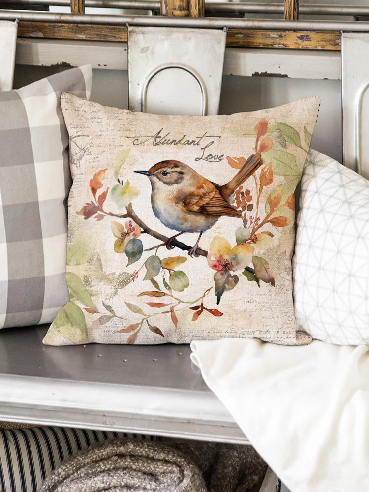 Home Decor Maple Squirrel Bird Design Thanksgiving Cushion Pillowcase Covers