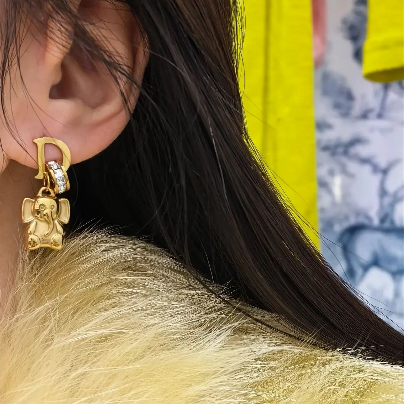 Crystal Stainless Steel 18k Gold-Plated Women's Elephant Eternal Earrings Gift