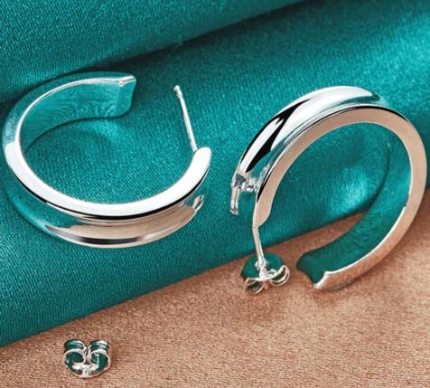 925 Sterling Silver 23mm Smooth Woman Gift Christmas Party Wedding Hoop Earrings