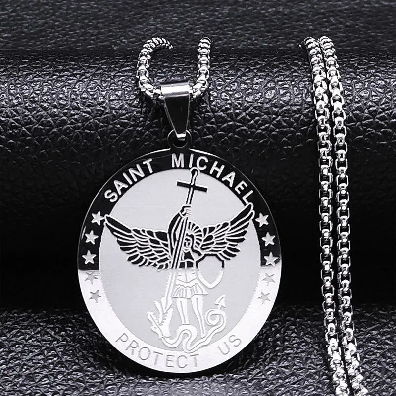 Men Seal of Solomon Talisman Protection Seven Archangels Amulet Stainless Steel Necklace