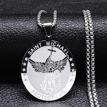 Men Seal of Solomon Talisman Protection Seven Archangels Amulet Stainless Steel Necklace