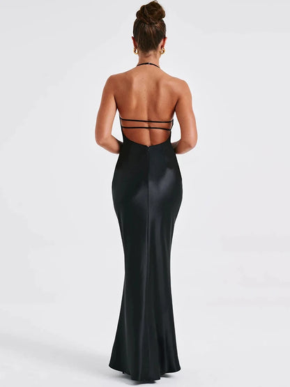 Elegant Backless Sexy Maxi Spaghetti Strap Sleeveless Bodycon Club Party Long Dress