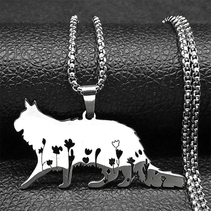 Cute Cat Ragdoll Kitty Women Men Stainless Steel Silver Color Chain Pendant Necklace