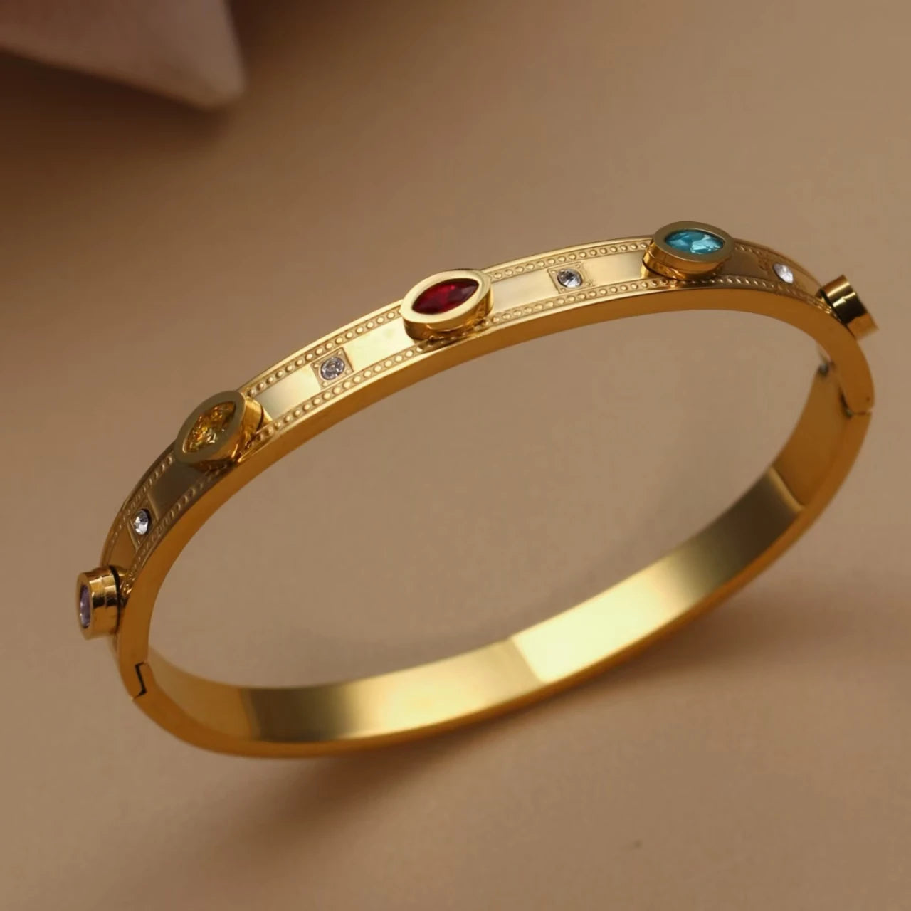 Fashion Stainless Steel Color Crystal Charm Gold Color Women's Bracelet Bangle Wedding Gifts