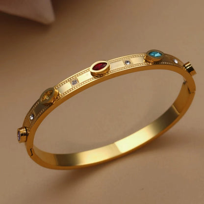 Fashion Stainless Steel Color Crystal Charm Gold Color Women's Bracelet Bangle Wedding Gifts
