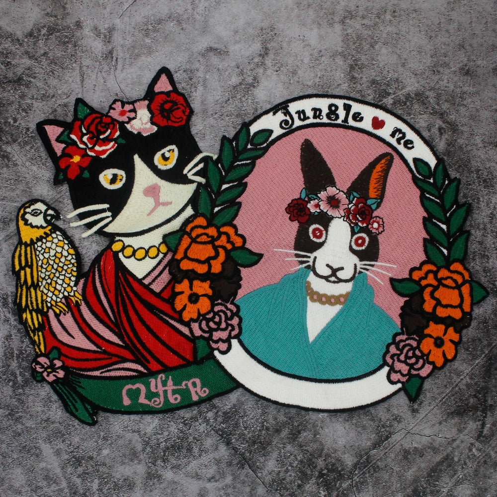 Embroidered Large Animal sheep Cat Rabbit Patches Sew on Clothing Patch Badges Twill Craft Stickers