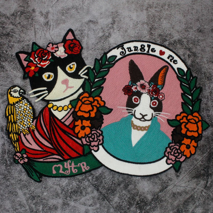 Embroidered Large Animal sheep Cat Rabbit Patches Sew on Clothing Patch Badges Twill Craft Stickers