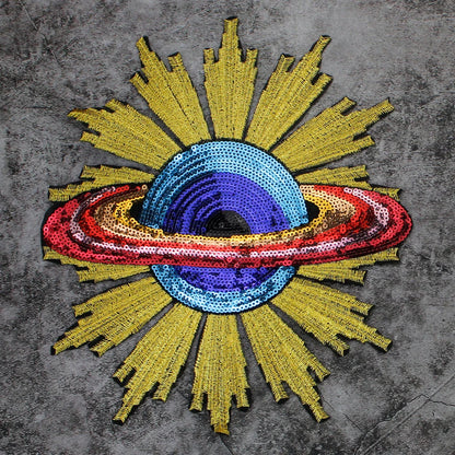 Craft Beaded Sequin Globe Embroidery Patches Iron on Applique Badge Clothes DIY Sewing
