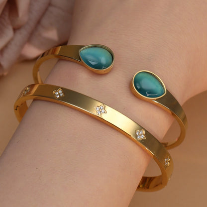 Fashion Opal Crystal Stainless Steel Women's Bracelet Bangles Gifts