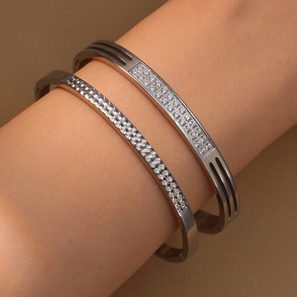 Stainless Steel 18K Gold Plated Zircon Women's Bracelet Bangles Gifts