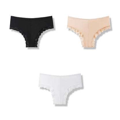 3Pcs Sexy Underwear Briefs Seamless Lingerie Hollow Out Underpants Lace Panties