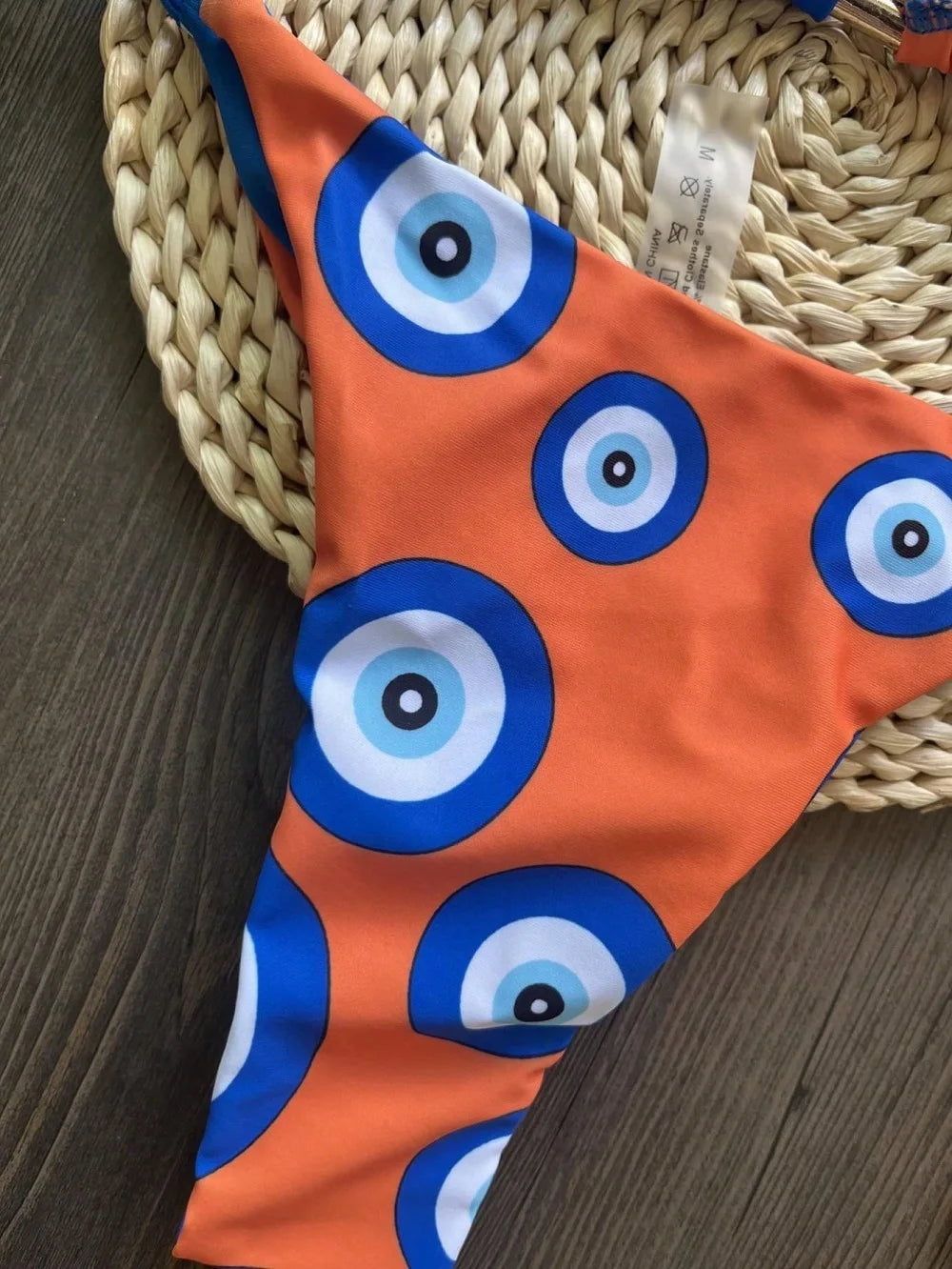 Sexy Women Swimsuit Print Bandage Bikini Two-piece Triangle Swimwear Bathing Suit Brazilian Suit