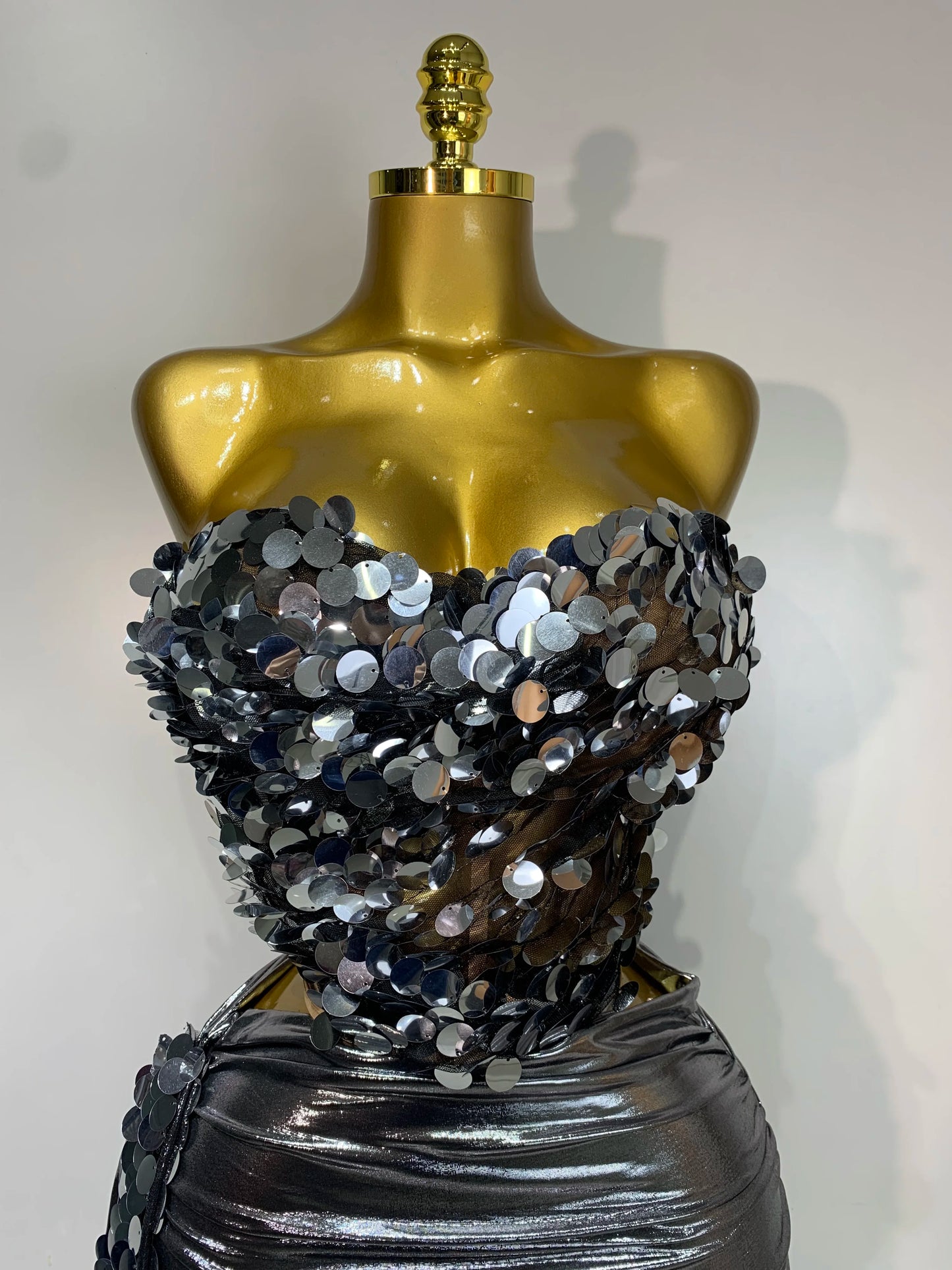 Sparkly Sequin Two Piece Sexy Strapless Backless Women's Evening Nightwear Dress