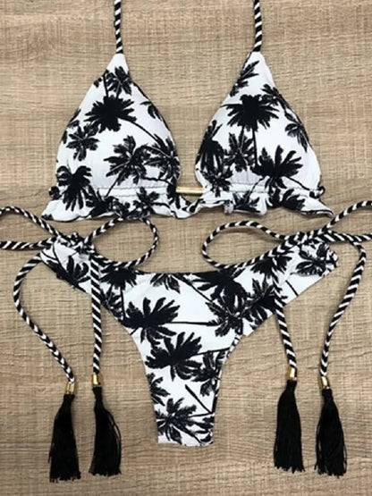 Sexy Print Swimsuit Bandage Two-Piece Swimwear Brazilian Beachwear Bathing Suit