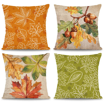 Maple Leaf Polka Dot Design Thanksgiving Cushion Cover Pillowcase Decor