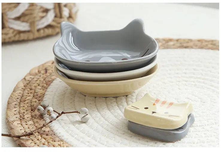 Tiny Japanese Cute Cat Creative Ceramic Dish Porcelain Dipping Saucer Snack Plate Tableware