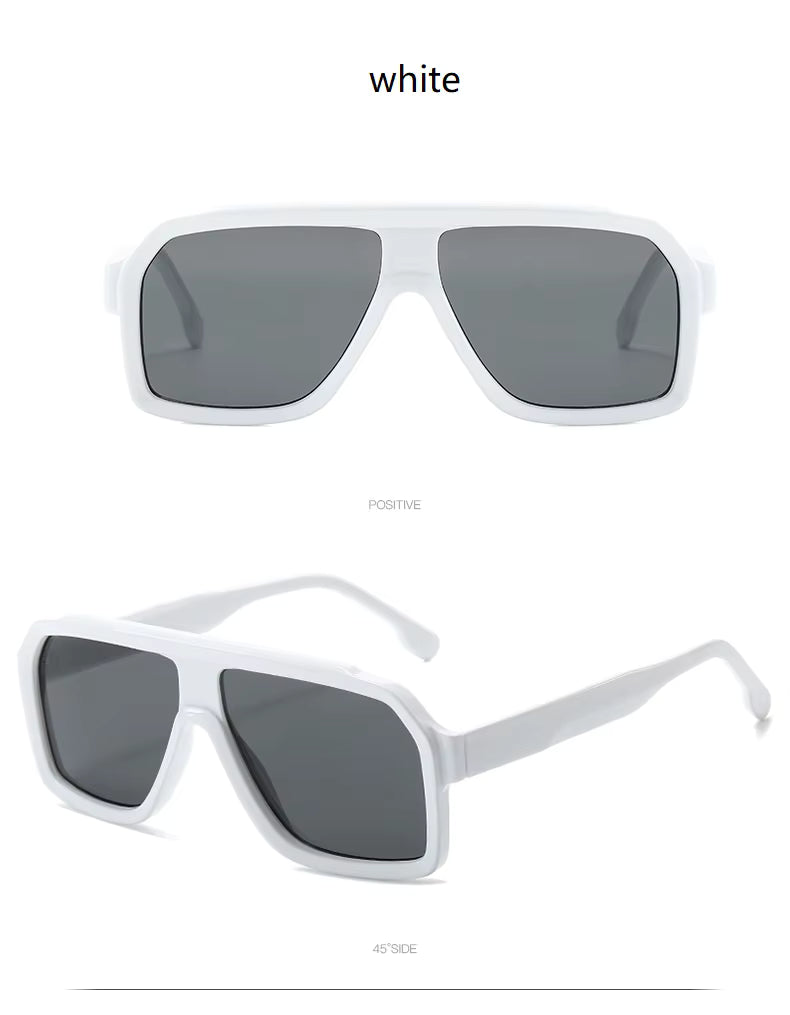 Men Women Double Color Frame Shade Designer UV400 Square Sunglasses Glass