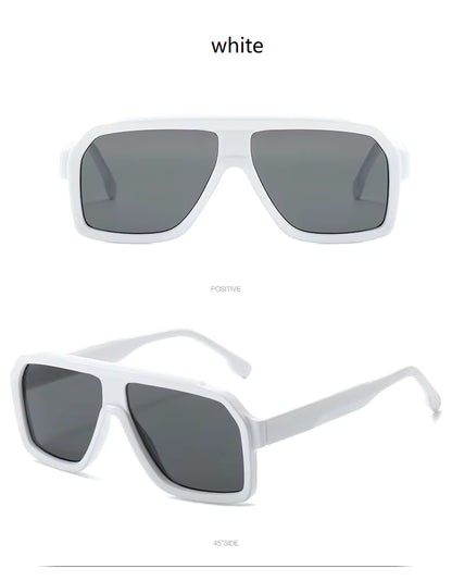 Men Women Double Color Frame Shade Designer UV400 Square Sunglasses Glass