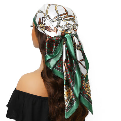 90cm Women Four Seasons Square Silk Satin Bandana Wrap Shawl Scarves Scarfs gfK4