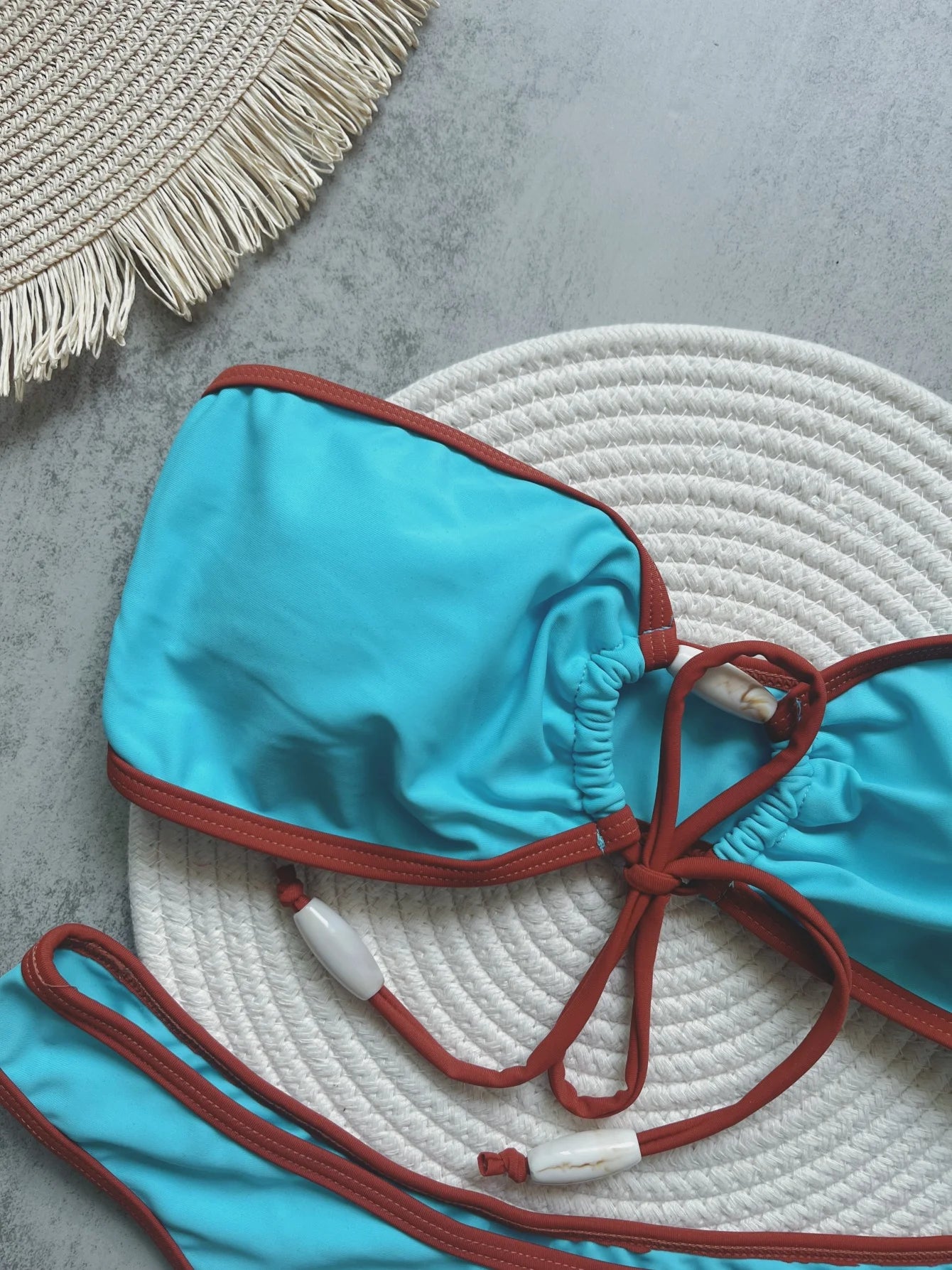 Two Pieces Women Tube Top Bow Split Bikini Swimsuit Swim Trunks Swimming Suit