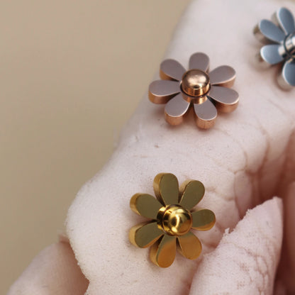 Daisy Women Wedding Stainless Steel Gold Color Charm Stud Earrings