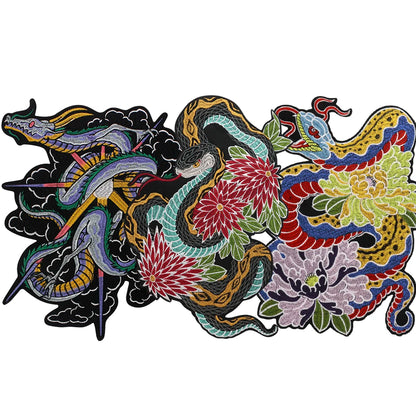 Colorful Python Embroidered Motorcycle Patch Appliques Iron on Patches Badge Clothes Sewing
