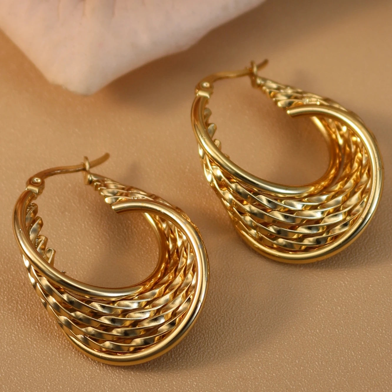 Women 18K Gold Plated Stainless Steel Fashion Wedding Party Earrings Jewelry Party Gift