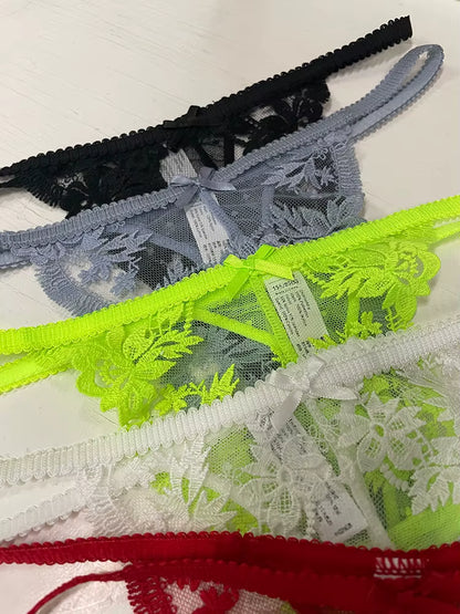 Women Lace Underwear Briefs Breathable G--String Seamless Low Waist Hollow Out Thong Panties