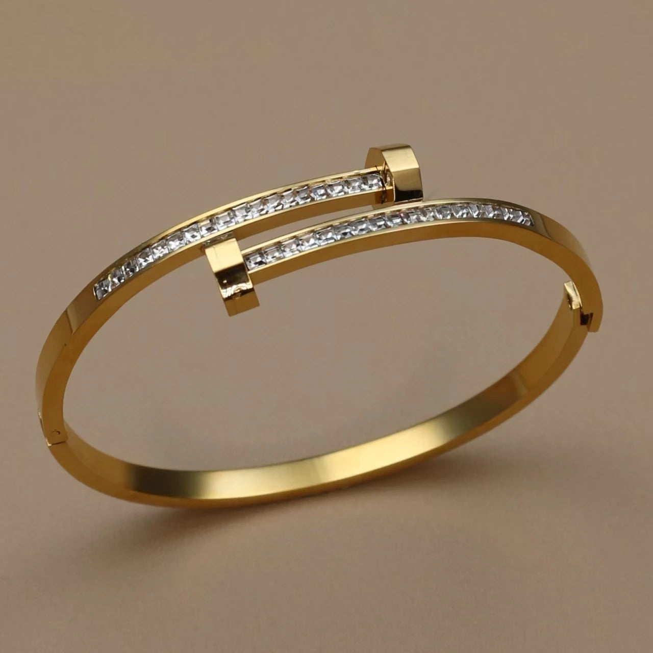 Stainless Steel Bangle Four-leaf Clover Crystal Design Stacking Bracelet Bangle