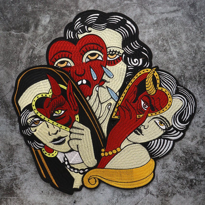 Embroidered Beauty Sexy Red Rose Love face Girl Patch Iron On Embroidered Patches for Clothes