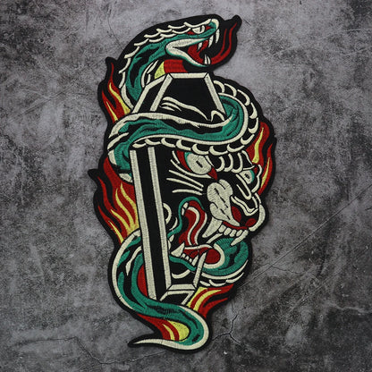 Punk Dragon Eagle Animal Large Embroidered Patch Appliques Iron on Patches Badge Clothes Sewing