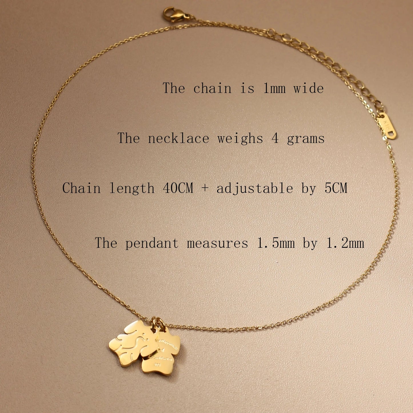 Small Elephant Double Pendant Designer Stainless Steel 18K Gold Plated Women's Necklace