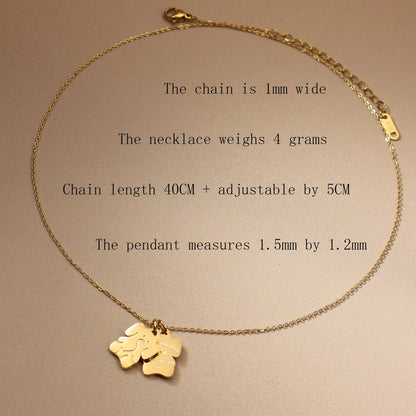 Small Elephant Double Pendant Designer Stainless Steel 18K Gold Plated Women's Necklace