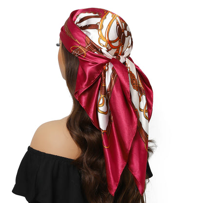 90cm Women Four Seasons Square Silk Satin Bandana Wrap Shawl Scarves Scarfs kfy1