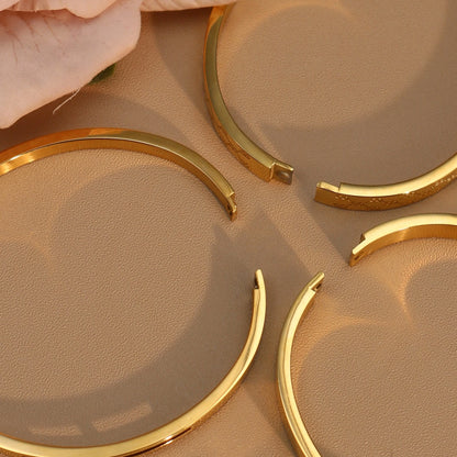 18K Gold Plated Stainless Steel Polished Zircon 50MM Bangles Bracelet