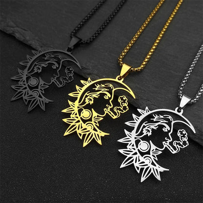 Witchcraft Crescent Smoking Stainless Steel Black Color Gothic Charm Chain Pendant Necklace