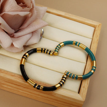 Waterproof High-end Enamel Open Retro Fashion Delicate Bangle Bracelet