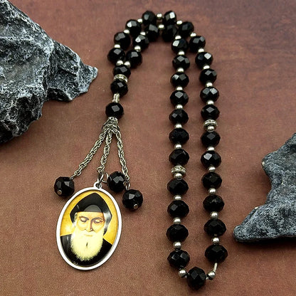 Women Men Stainless Steel Gold Color Amulet Prayer Beads Orthodox Church Saint Glass Medal Car Pendant Necklace