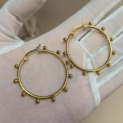 Women Heart Stainless Steel Gold Color Wedding Party Earrings Gifts