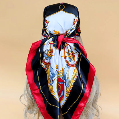 90cm Women Four Seasons Square Silk Satin Bandana Wrap Shawl Scarves Scarfs