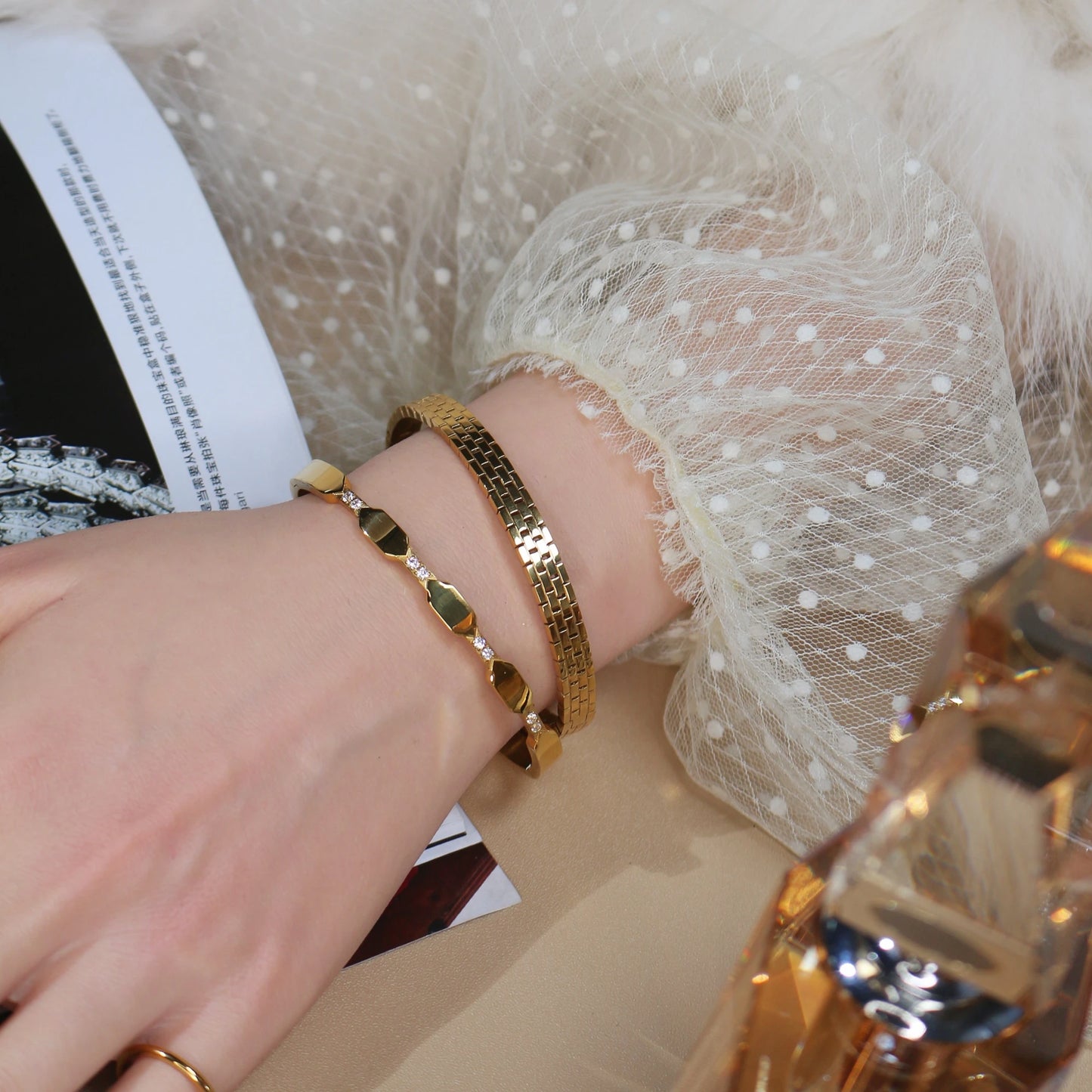 Exquisite Crystal Stainless Steel Women's Bracelet Bangles Gifts