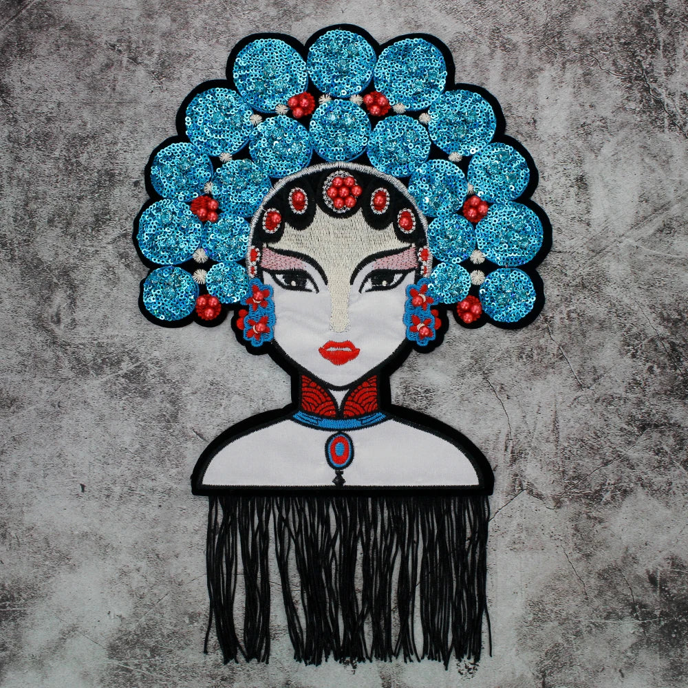 Embroidery Cartoon figure Opera characters embroidered applique Peking beaded Patches Patch by sewing