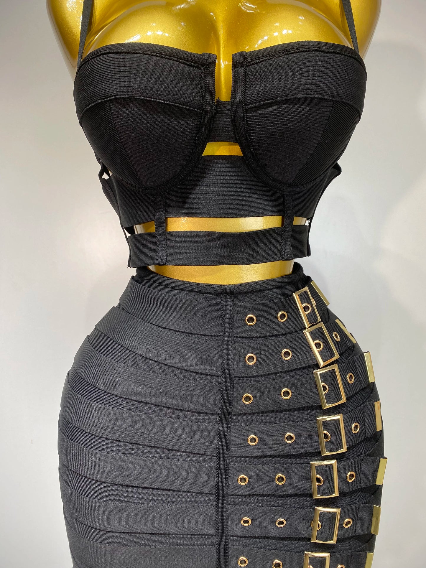 Sexy Cut Out Mini Bandage Two Piece Celebrity Evening Birthday Club Party Skirt Dress