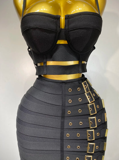 Sexy Cut Out Mini Bandage Two Piece Celebrity Evening Birthday Club Party Skirt Dress