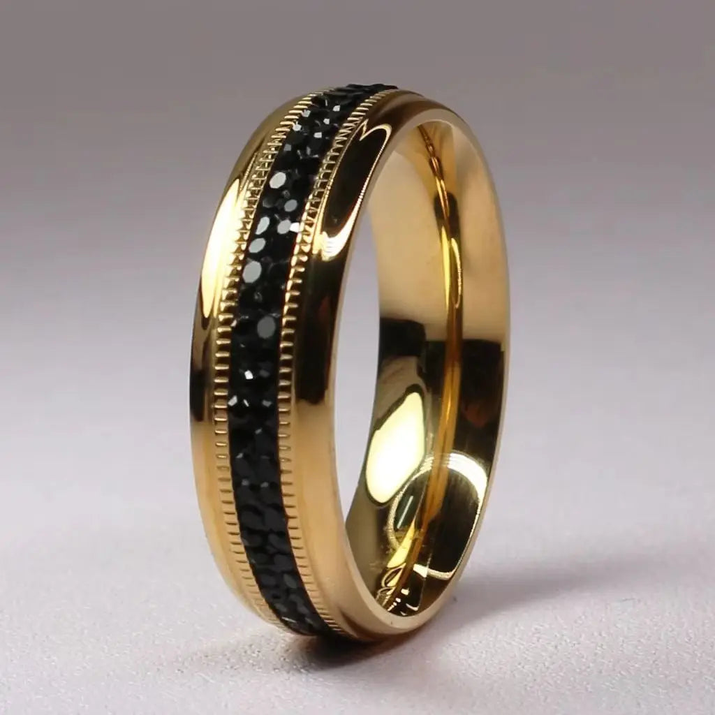 Women Zircon Stainless Steel Love Brand 18k Gold Color Wedding Ring