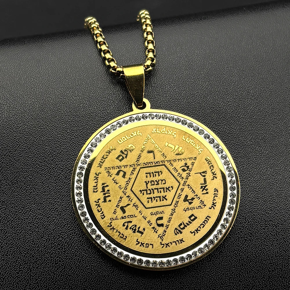 Women Men Stainless Steel Gold Silver Color Jewish Hebrew Kabbalah Star of David Rhinestones Pendant Necklace