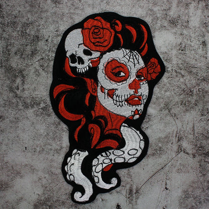 Punk Skull Embroidery Ghost Bride Stripe Badge Patch Iron on Patches Clothes DIY