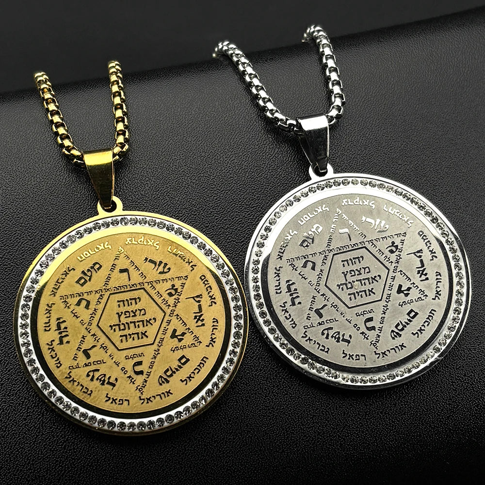 Women Men Stainless Steel Gold Silver Color Jewish Hebrew Kabbalah Star of David Rhinestones Pendant Necklace
