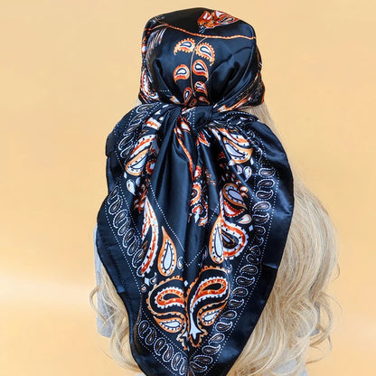90cm Women Fashion Four Seasons Square Silk Satin Bandana Wrap Shawl Scarves Scarfs