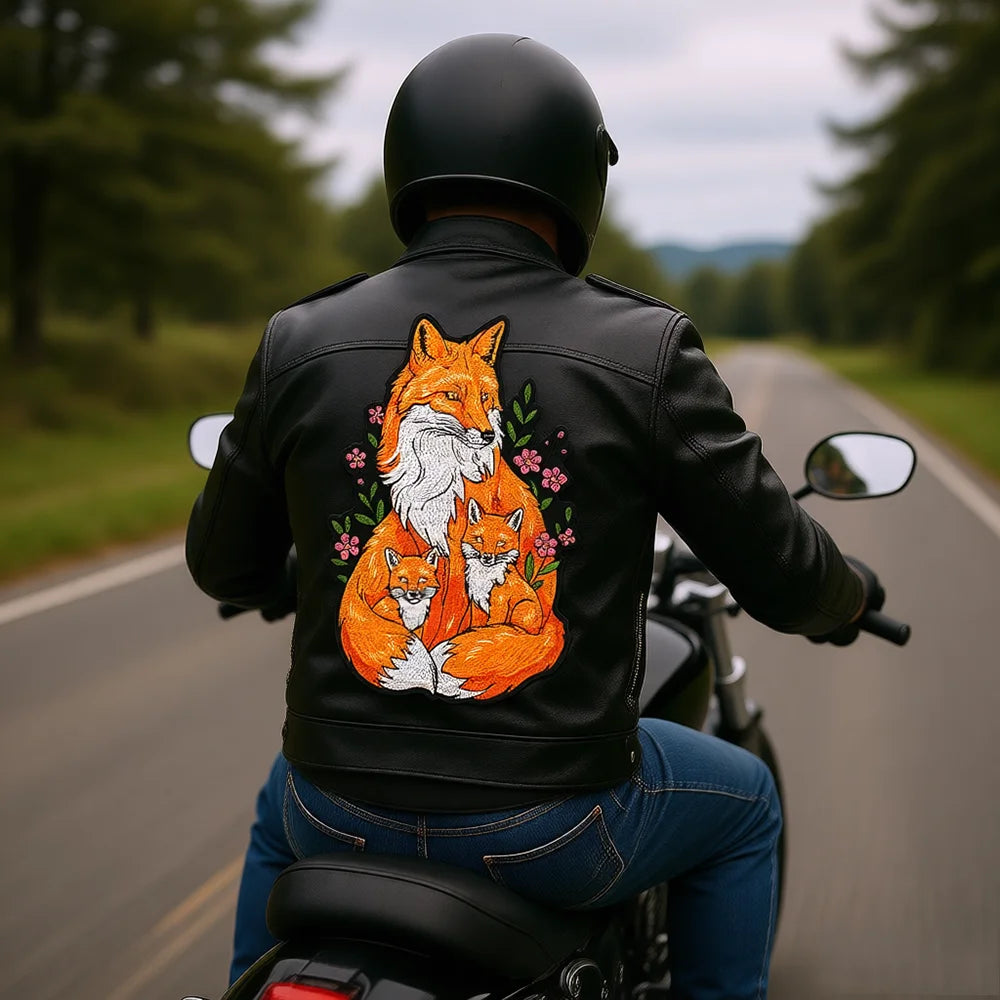 Mushroom Orange Foxes Motorcycle Embroidered Animal Patch Appliques Iron on Patches Badge Clothes Sewing